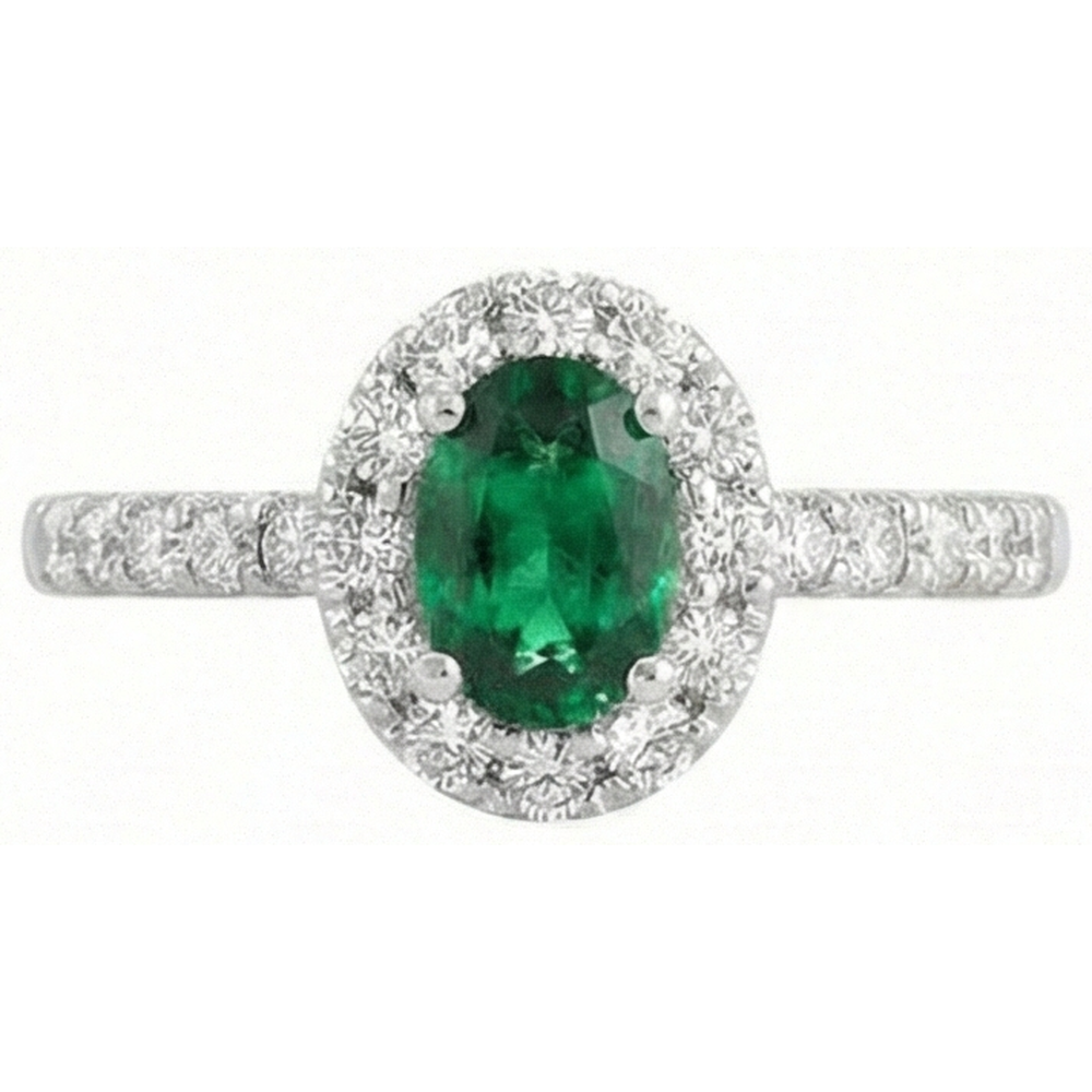 natural round emerald 3.85ct ring top view