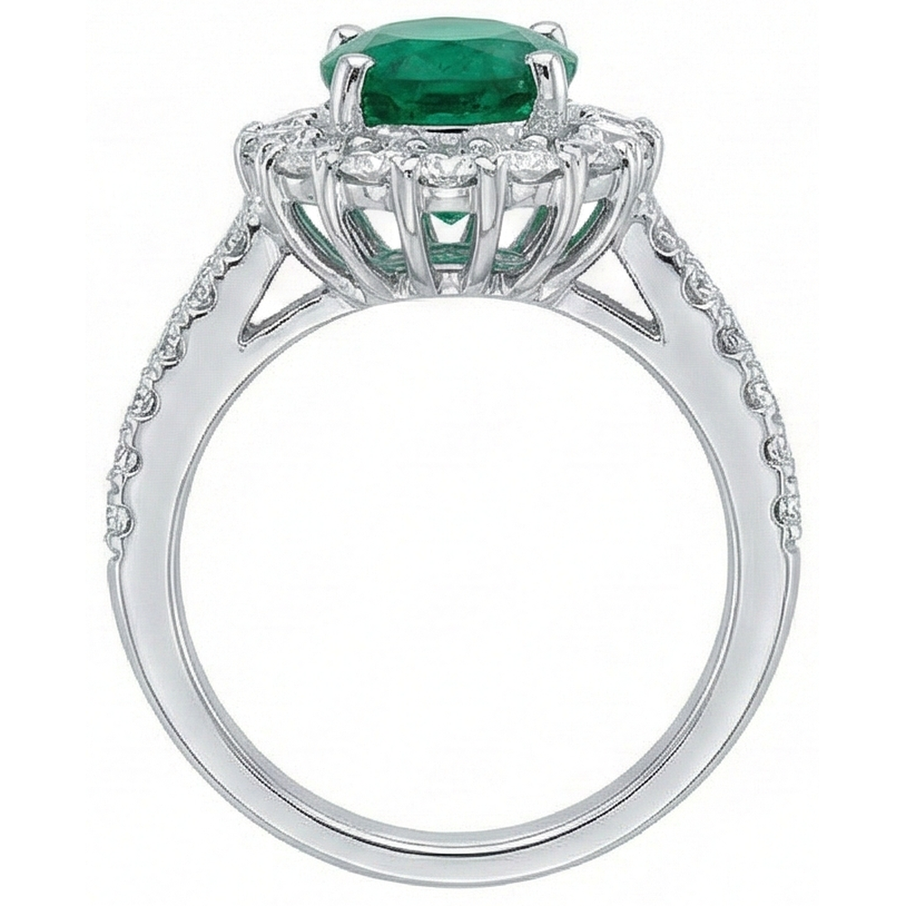 natural round emerald 2.50ct ring profile view