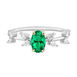 Fine Emerald GIA-Certified Colored Stone Ring 2 ct in 14K Two