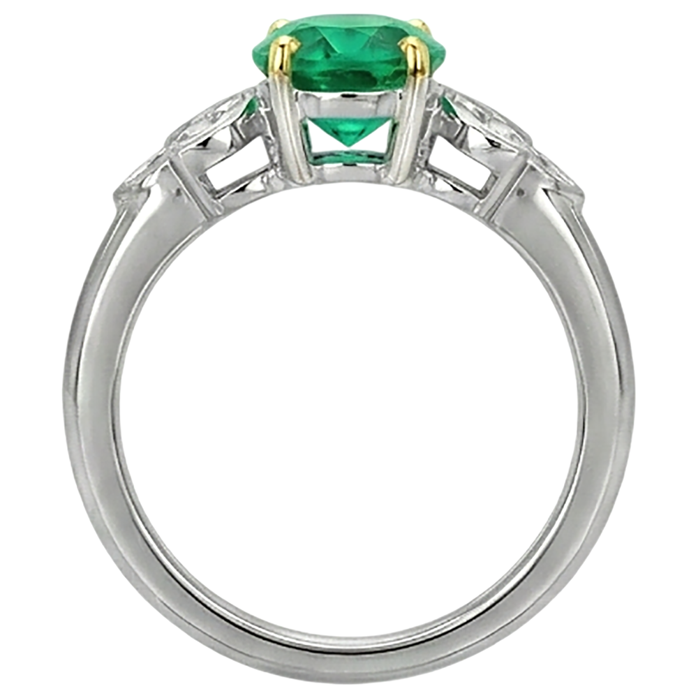 Earth-Mined Fine Emerald Precious Stone Ring 4 ct Two-Tone 14K Gold – back view