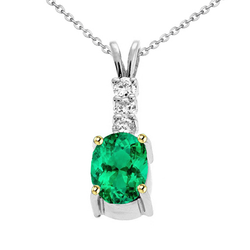 Luxury Emerald Precious Stone Pendant 1.50 ct – 14K Two Tone