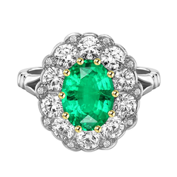 Emerald Gemstone Ring – GIA Certified 2 ct 14 Karat Two Tone Gold