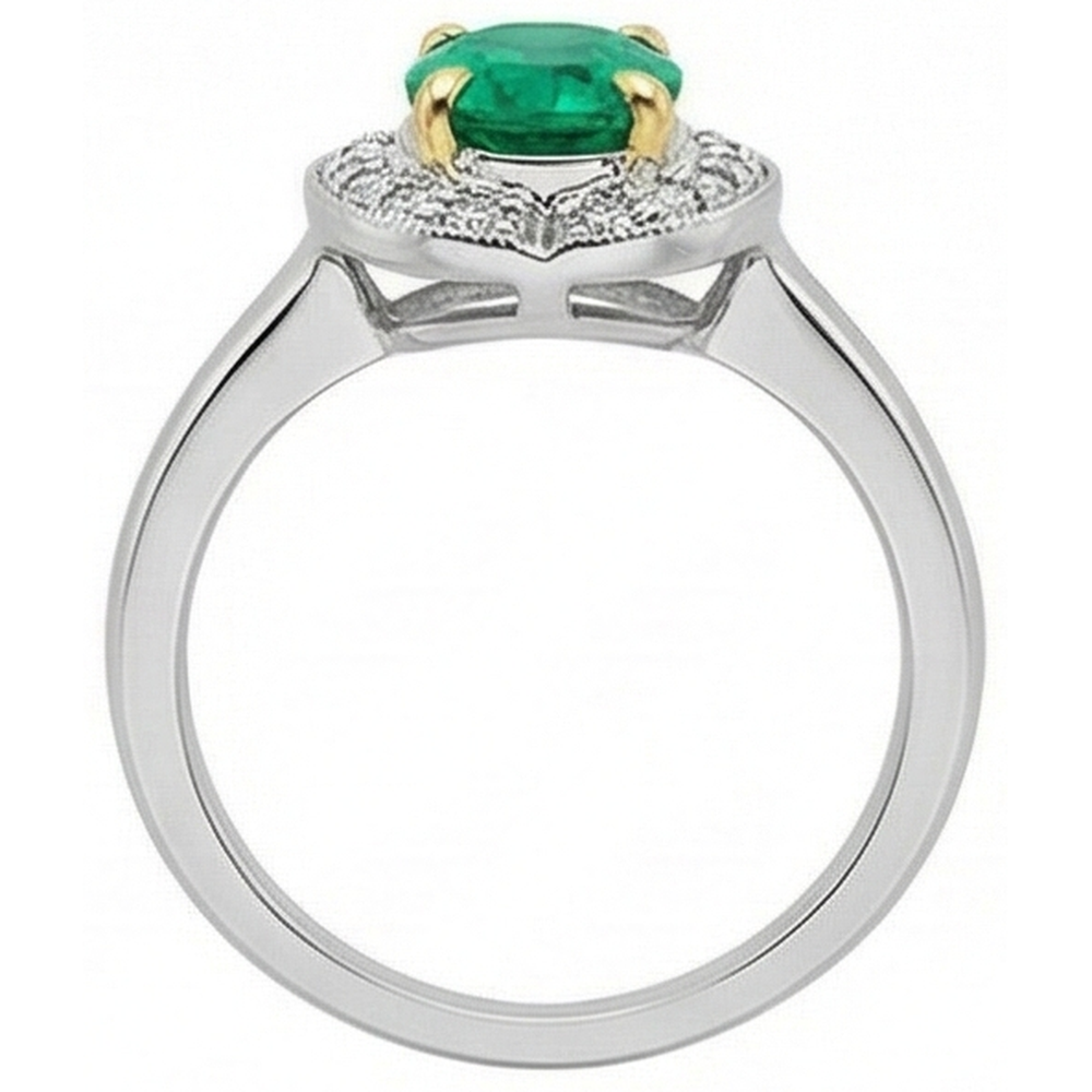Emerald Precious Stone Ring 2-ct Two-Tone 14K Gold – profile view