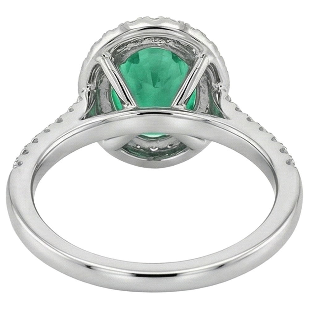 Brilliant Emerald Colored Stone Ring 3.50 ct – back view