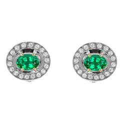 Fine Emerald Gemstone Earring – GIA Certified 1.50 ct Two-Tone