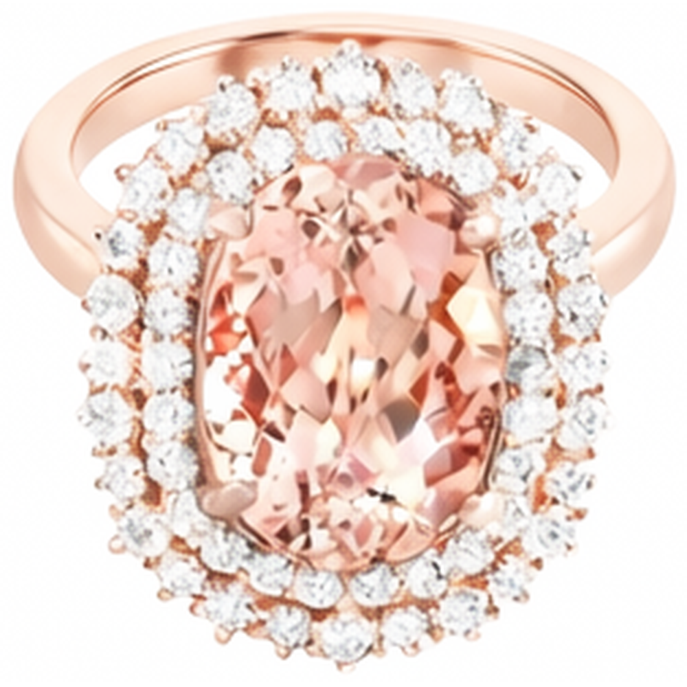 Oval Morganite And Round Natural Earth Mined Diamond ( Not Lab Grown )s 14 Ct Ring Gold Rose 14K