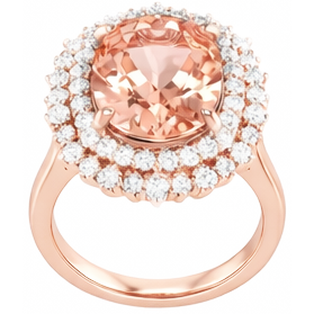 Oval Morganite And Round Natural Earth Mined Diamond ( Not Lab Grown )s 14 Ct Ring Gold Rose 14K