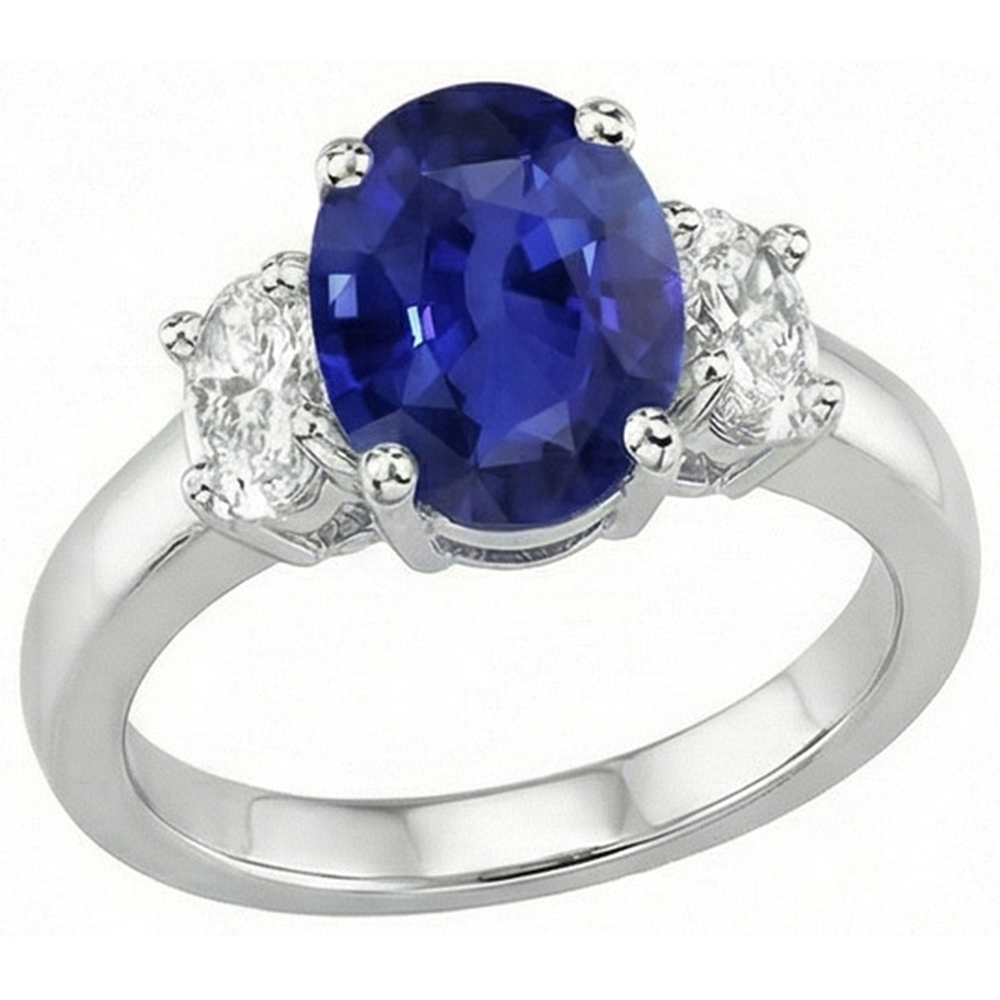natural oval sapphire 5ct ring on white background