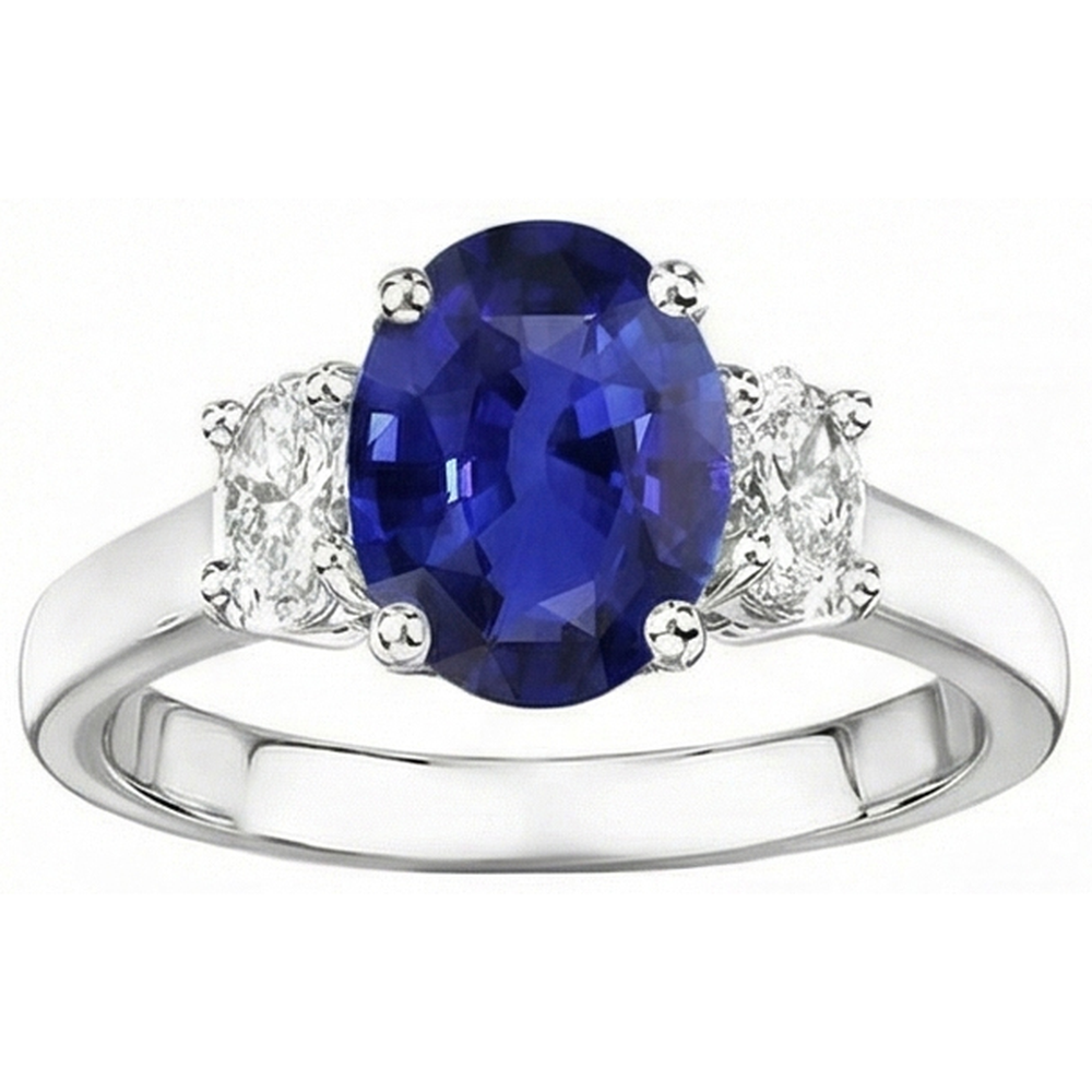 natural oval sapphire 5ct ring close up detail