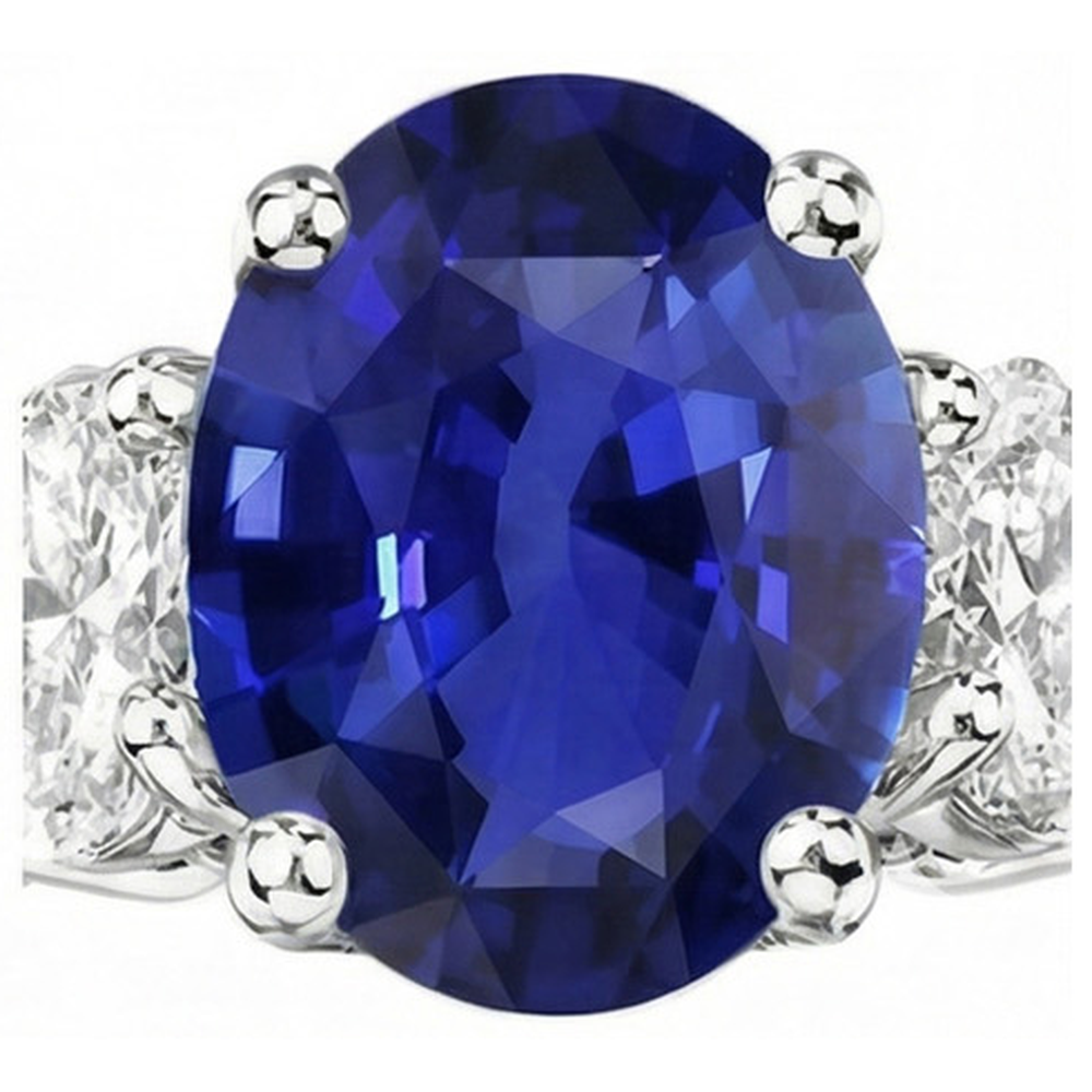 natural oval sapphire 5ct ring top view