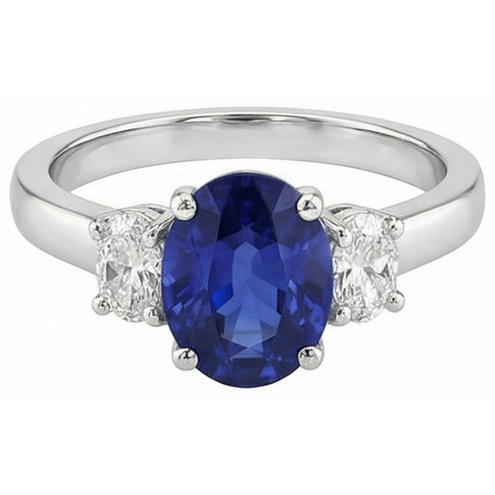 natural oval sapphire 5ct ring profile view