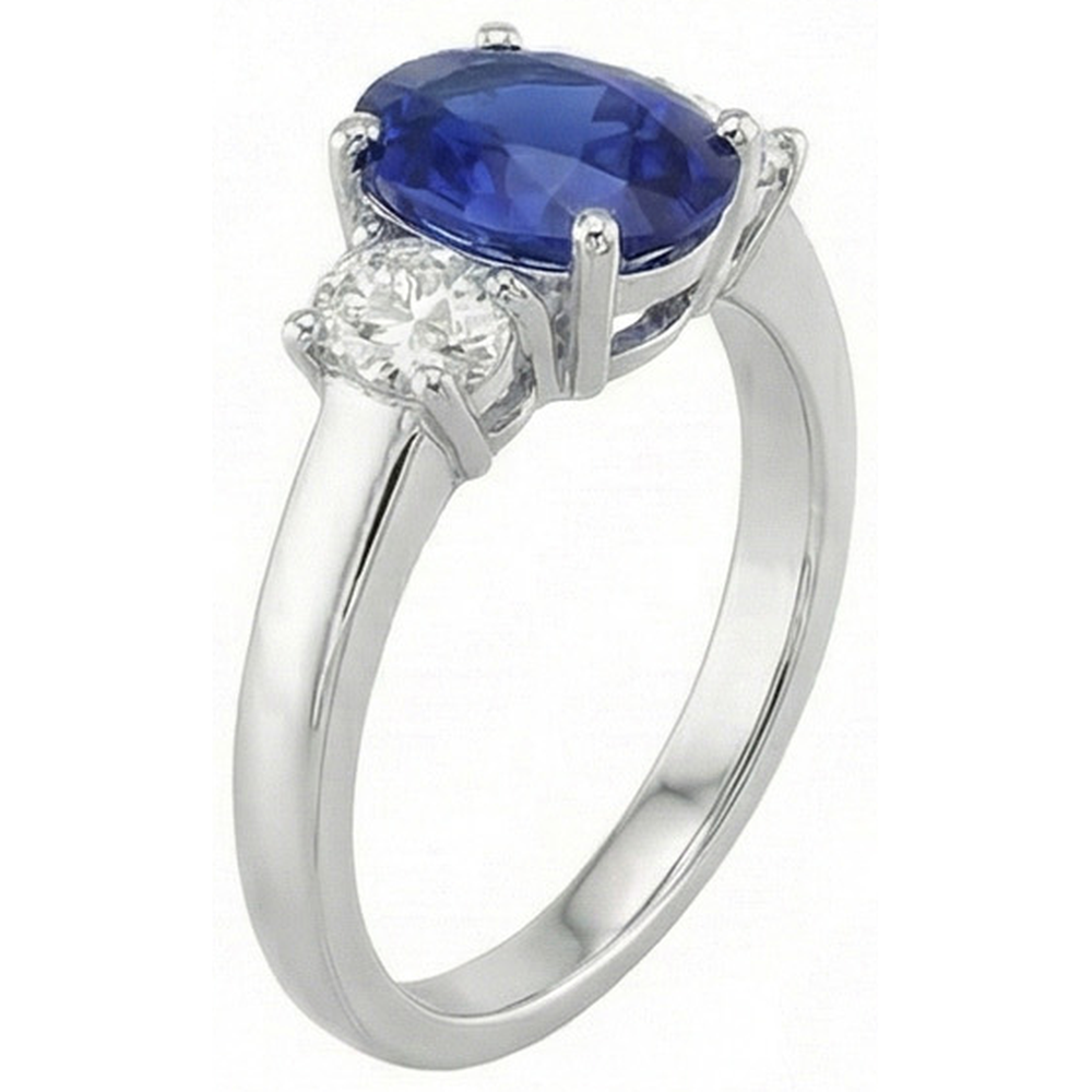 natural oval sapphire 5ct ring band detail