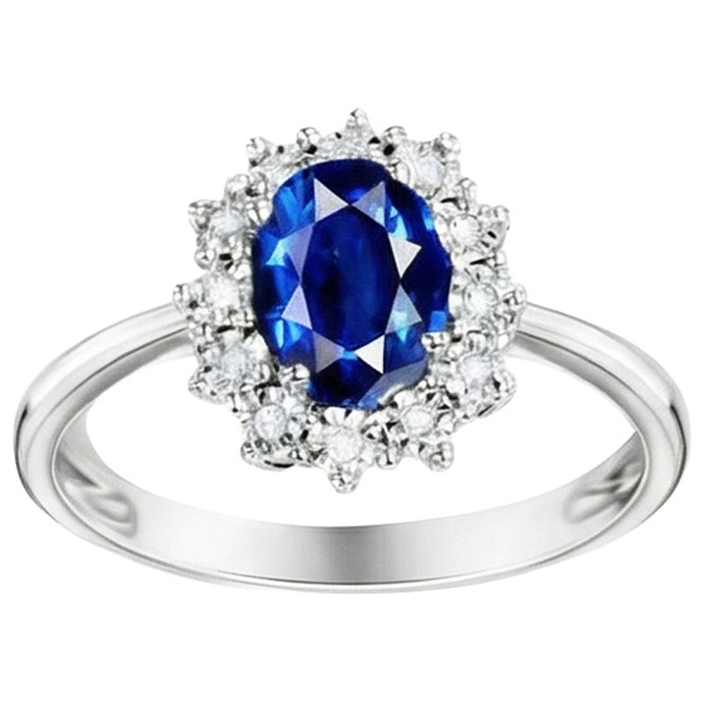 natural round sapphire 4ct ring front view