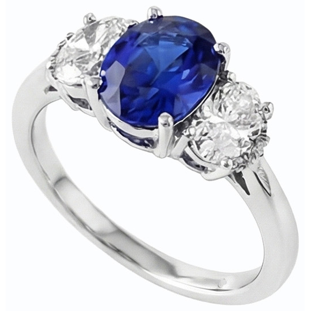 natural oval sapphire 2.50ct ring close up detail