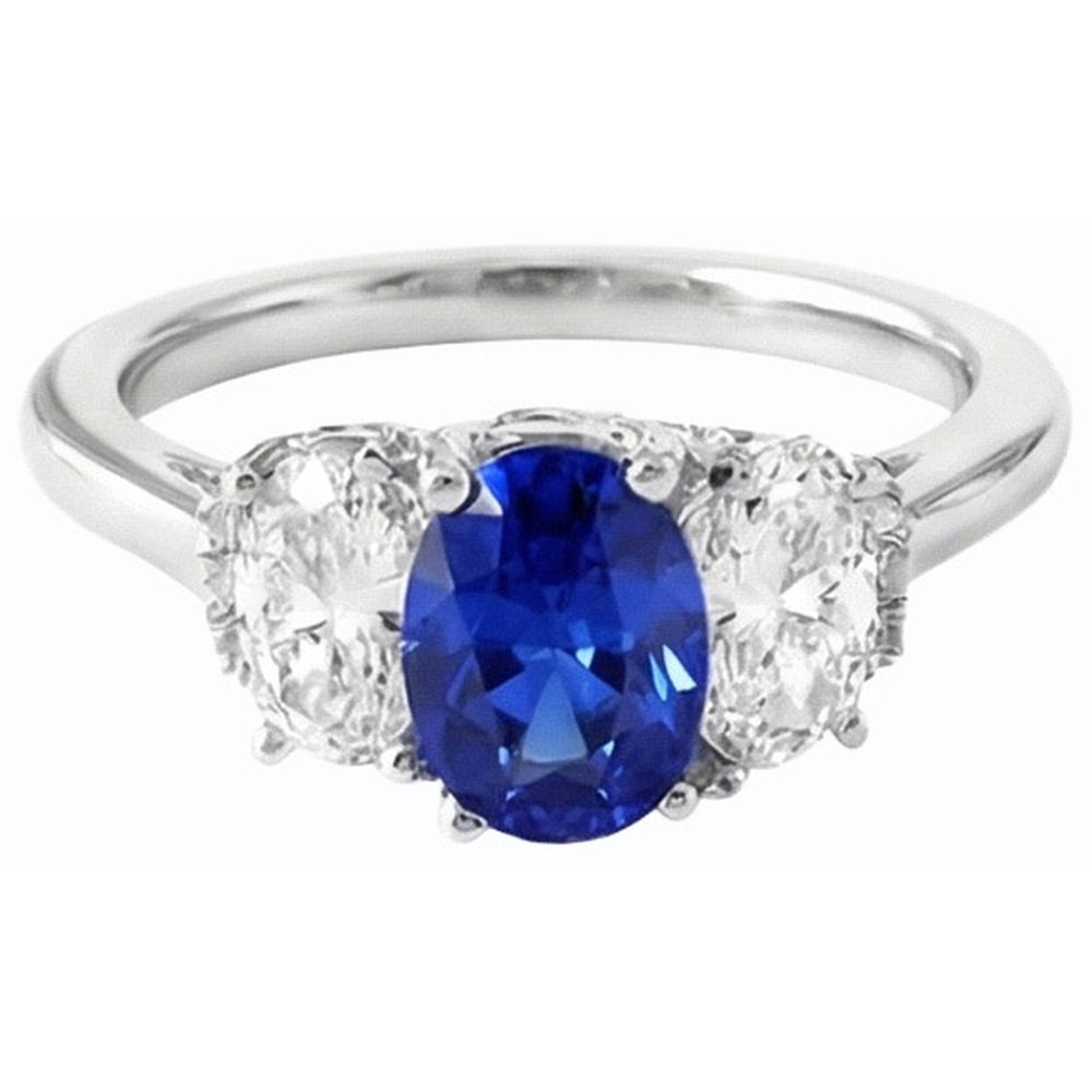 natural oval sapphire 2.50ct ring profile view