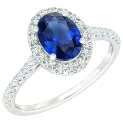 Natural Sapphire Ring 6ct - White Gold 14K