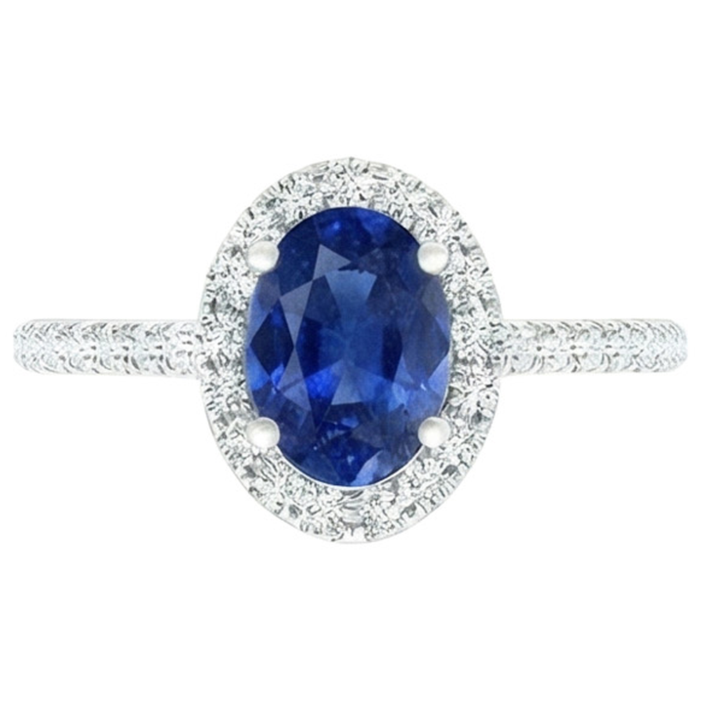 natural round sapphire 6ct ring close up detail