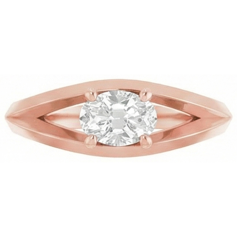 Oval Old Mine Cut Real Natural Earth Mined Diamond ( Not Lab Grown ) Solitaire Ring Split Shank 3 Carats