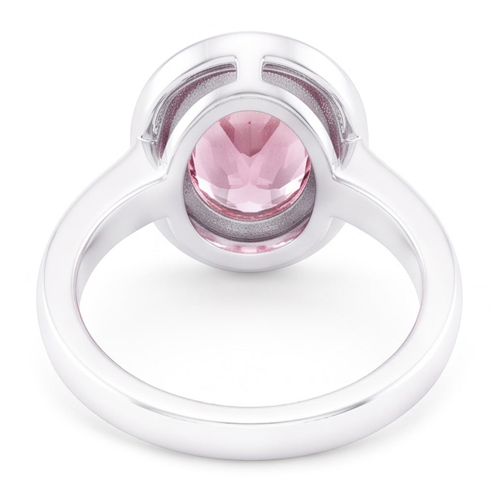 Oval Pink Halo Gemstone Ring 2.41 Ct White Gold 14K