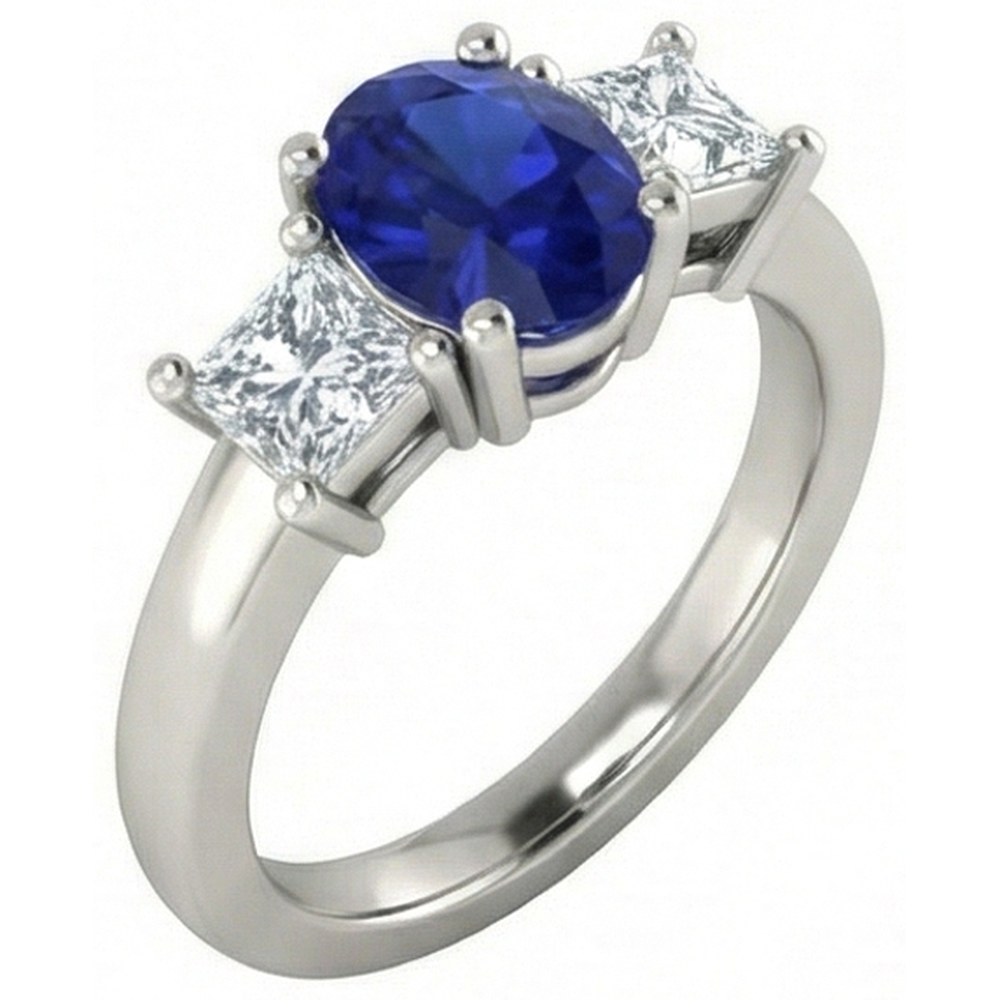 natural princess sapphire 2.25ct ring front view
