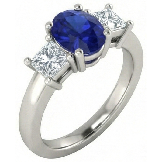 natural princess sapphire 2.25ct ring front view