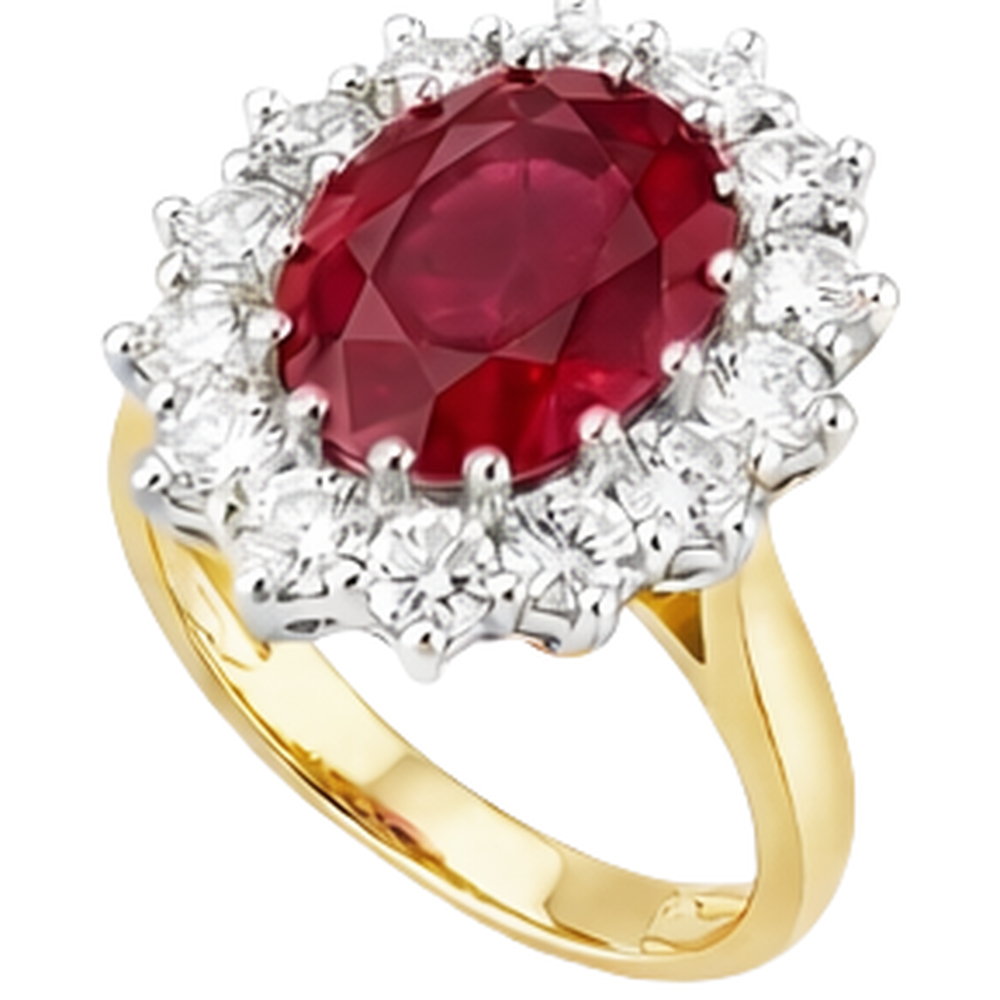 natural round ruby 4.75ct ring close up detail