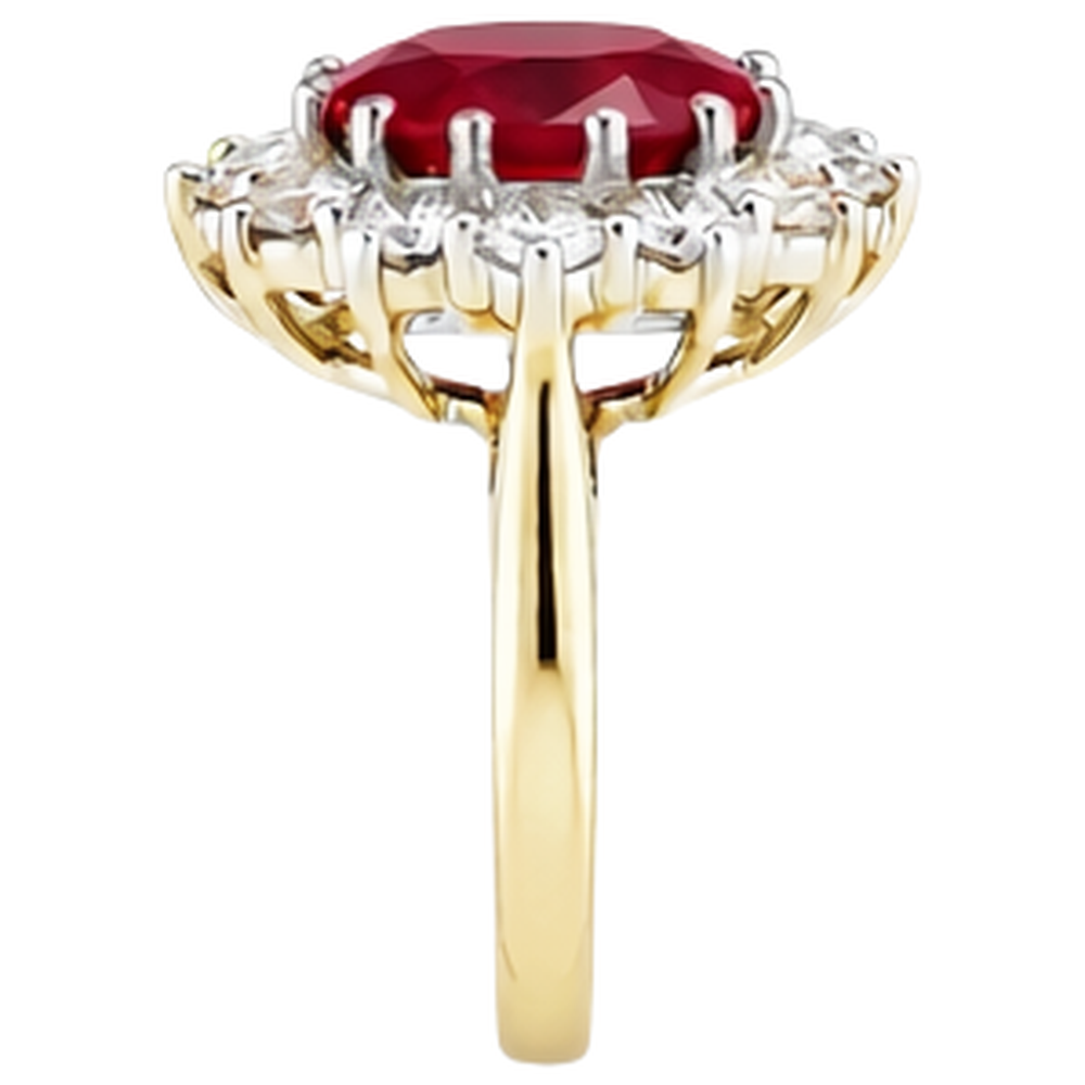 natural round ruby 4.75ct ring top view