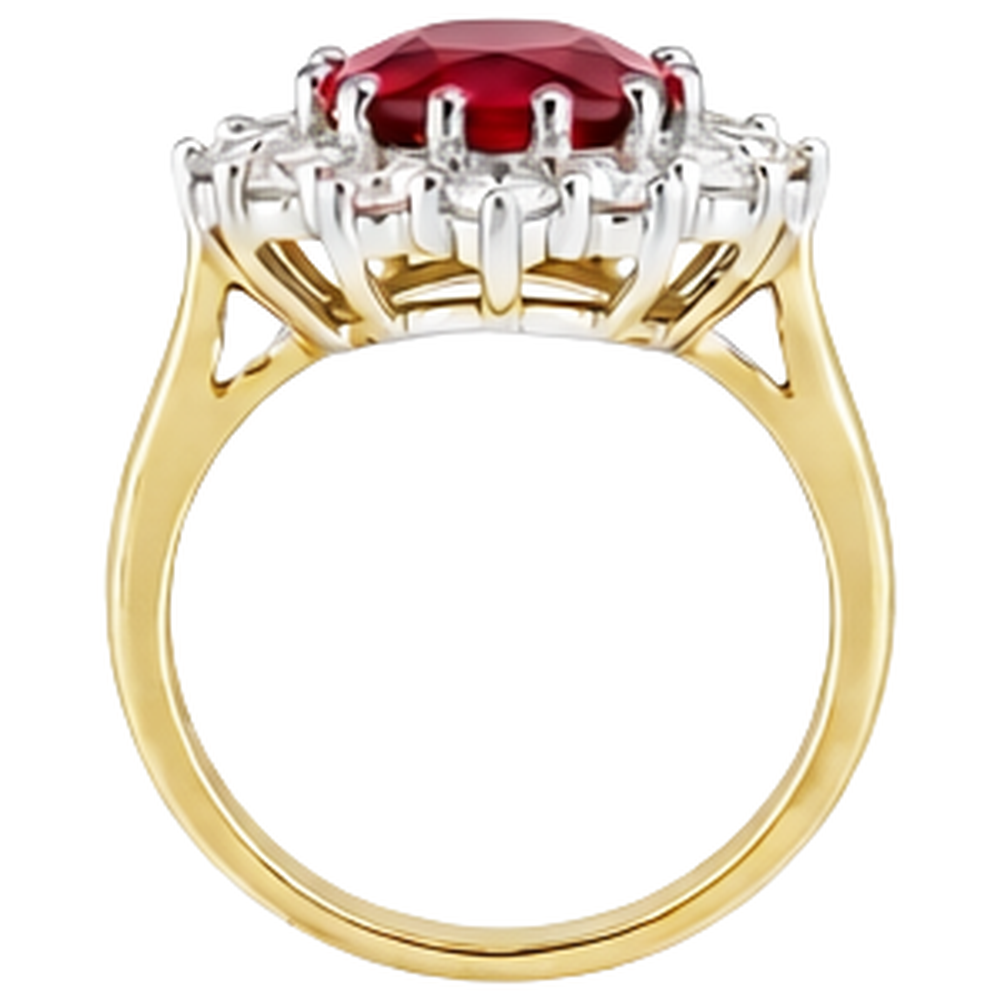 natural round ruby 4.75ct ring profile view