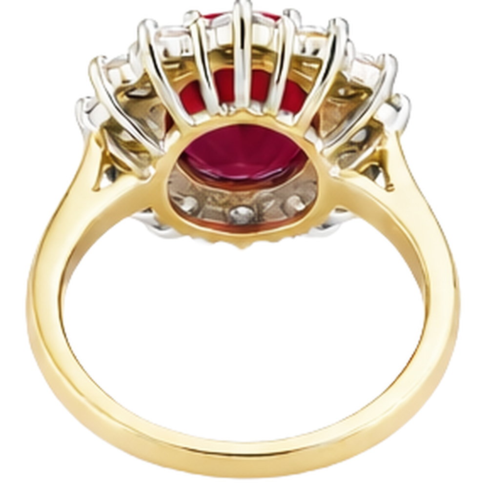 natural round ruby 4.75ct ring on white background