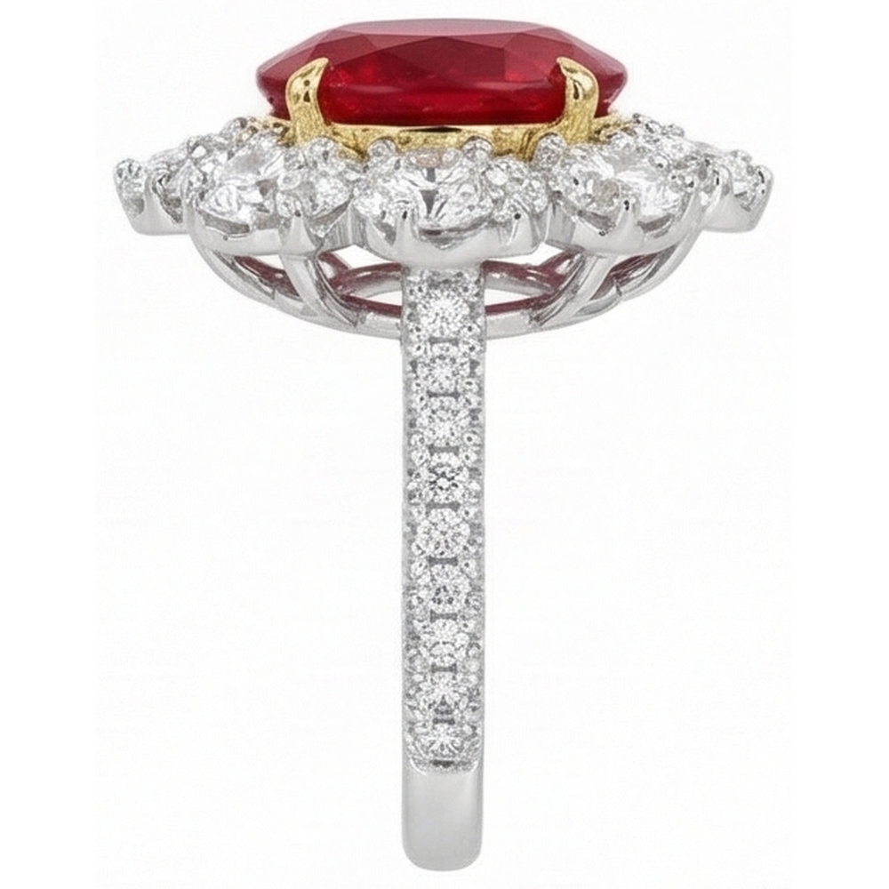 natural round ruby 6.10ct ring top view