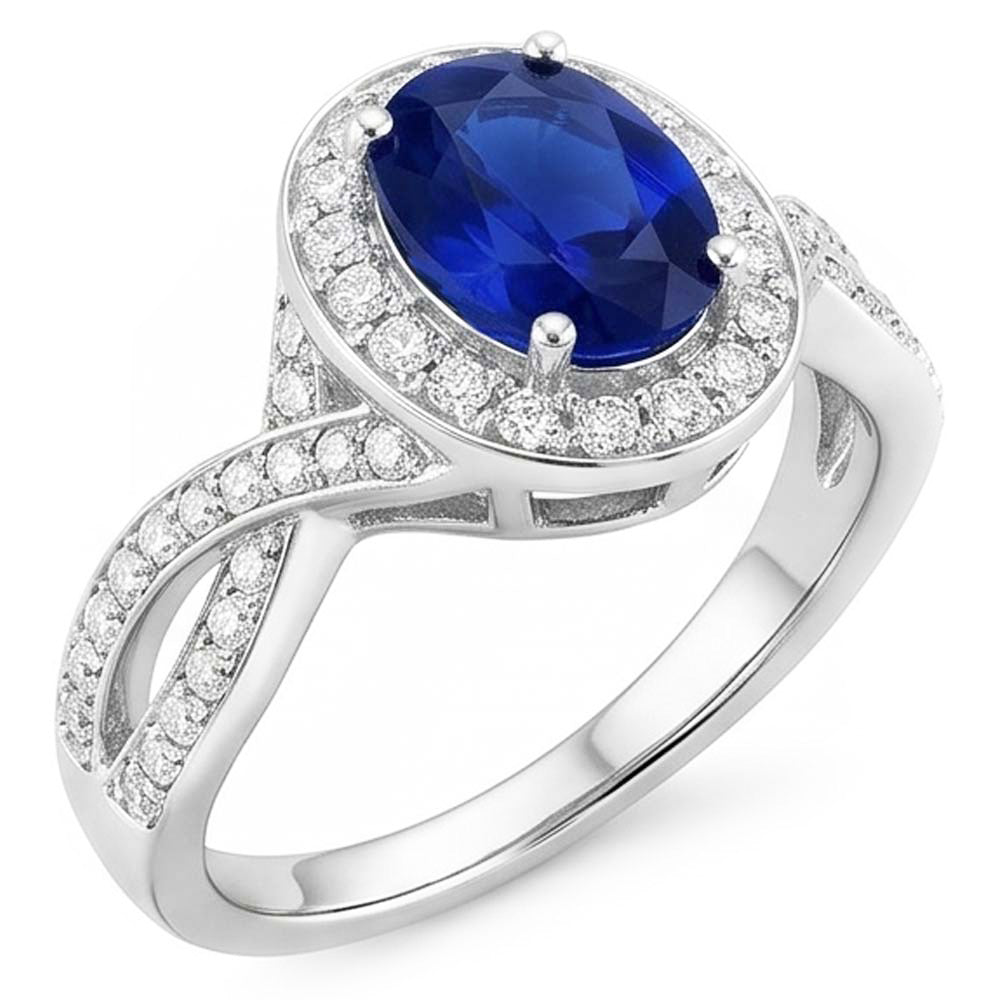 Oval Safir Sri Lanka Halo Ring