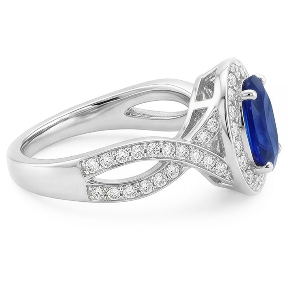 Oval Safir Sri Lanka Halo Ring