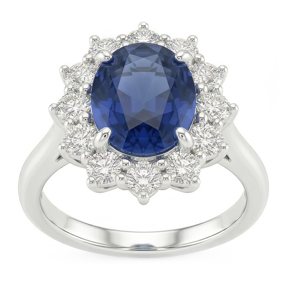 natural round sapphire 1.55ct ring front view
