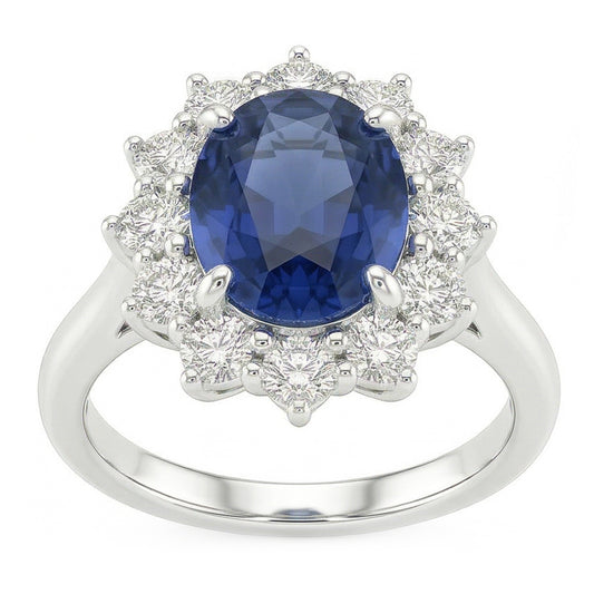 natural round sapphire 1.55ct ring front view