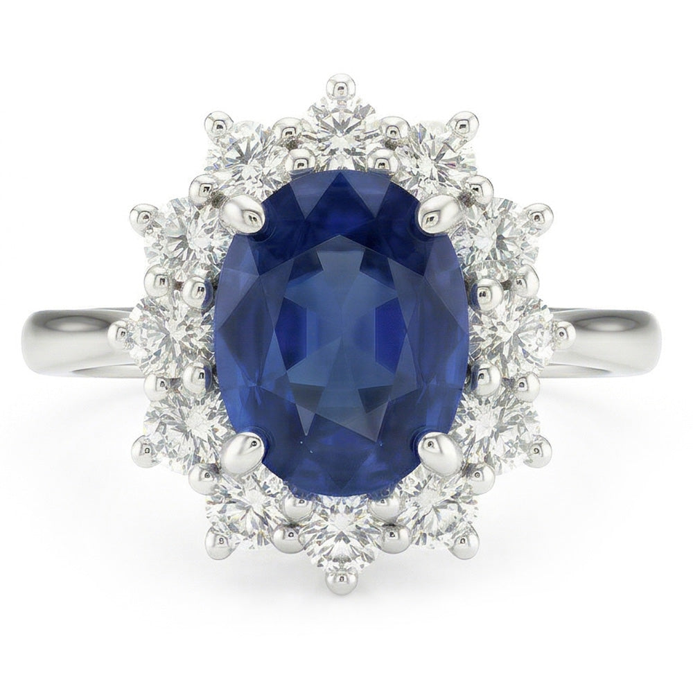 natural round sapphire 1.55ct ring close up detail