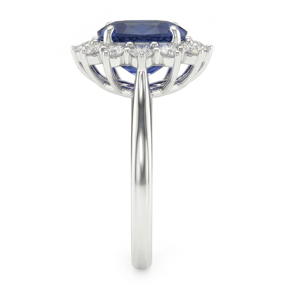 natural round sapphire 1.55ct ring top view