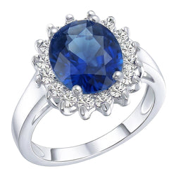 Natural Sapphire Ring 3.50ct - White Gold 14K