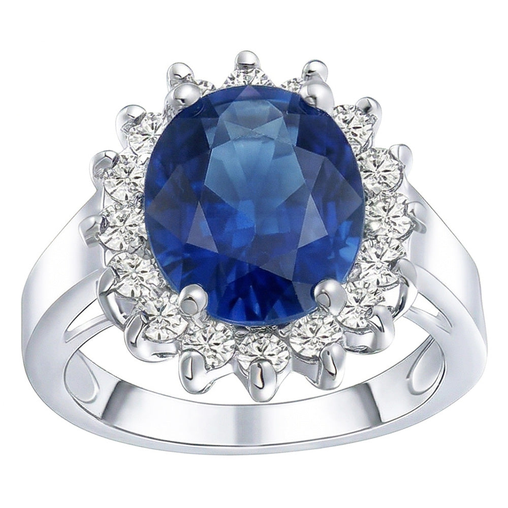 natural round sapphire 3.50ct ring side angle