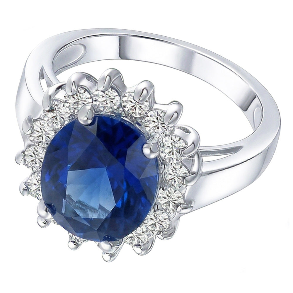 natural round sapphire 3.50ct ring close up detail