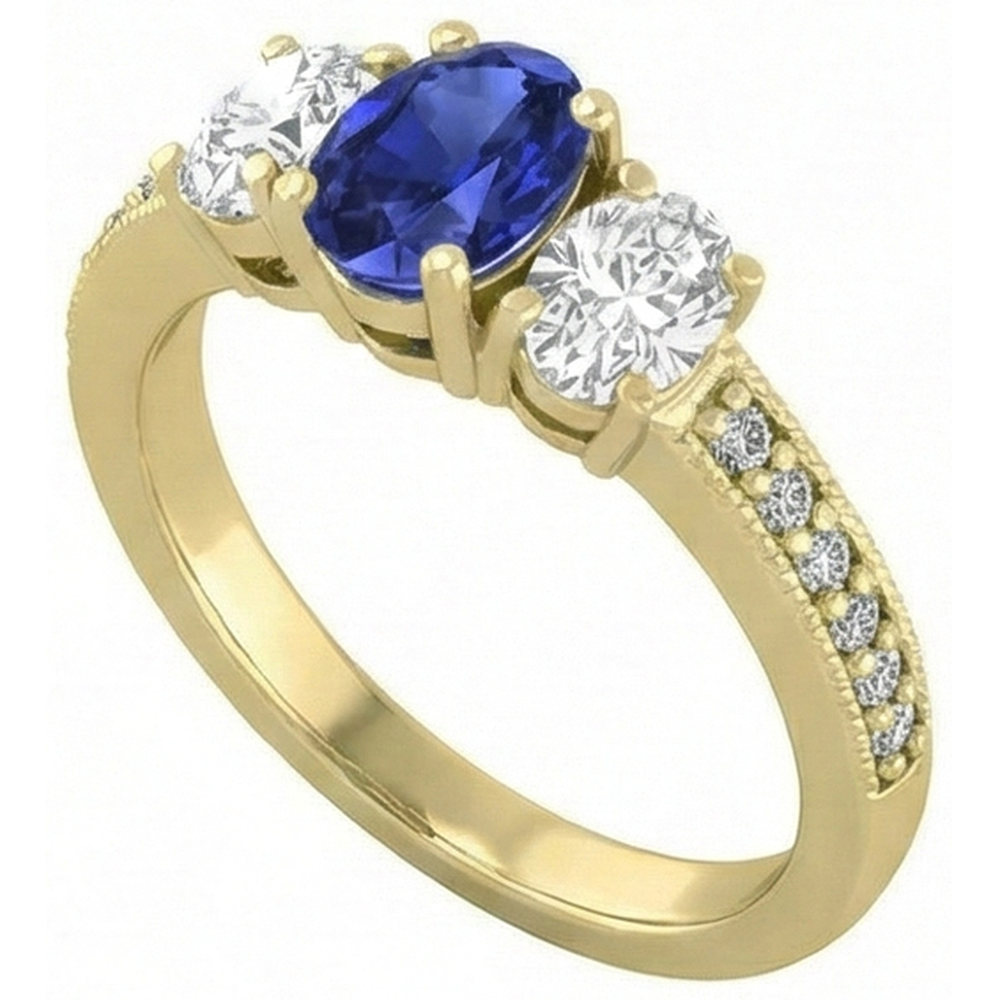 natural round sapphire 3ct ring side angle