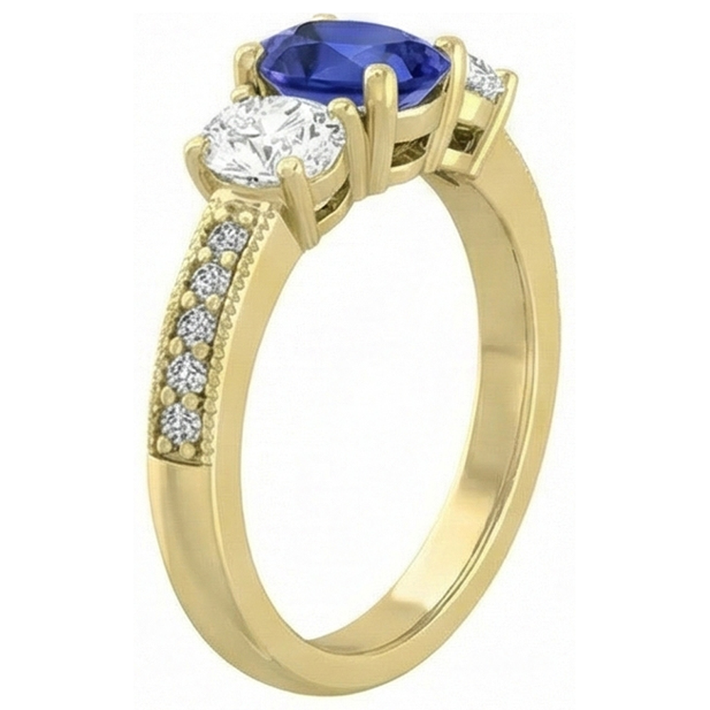 natural round sapphire 3ct ring top view