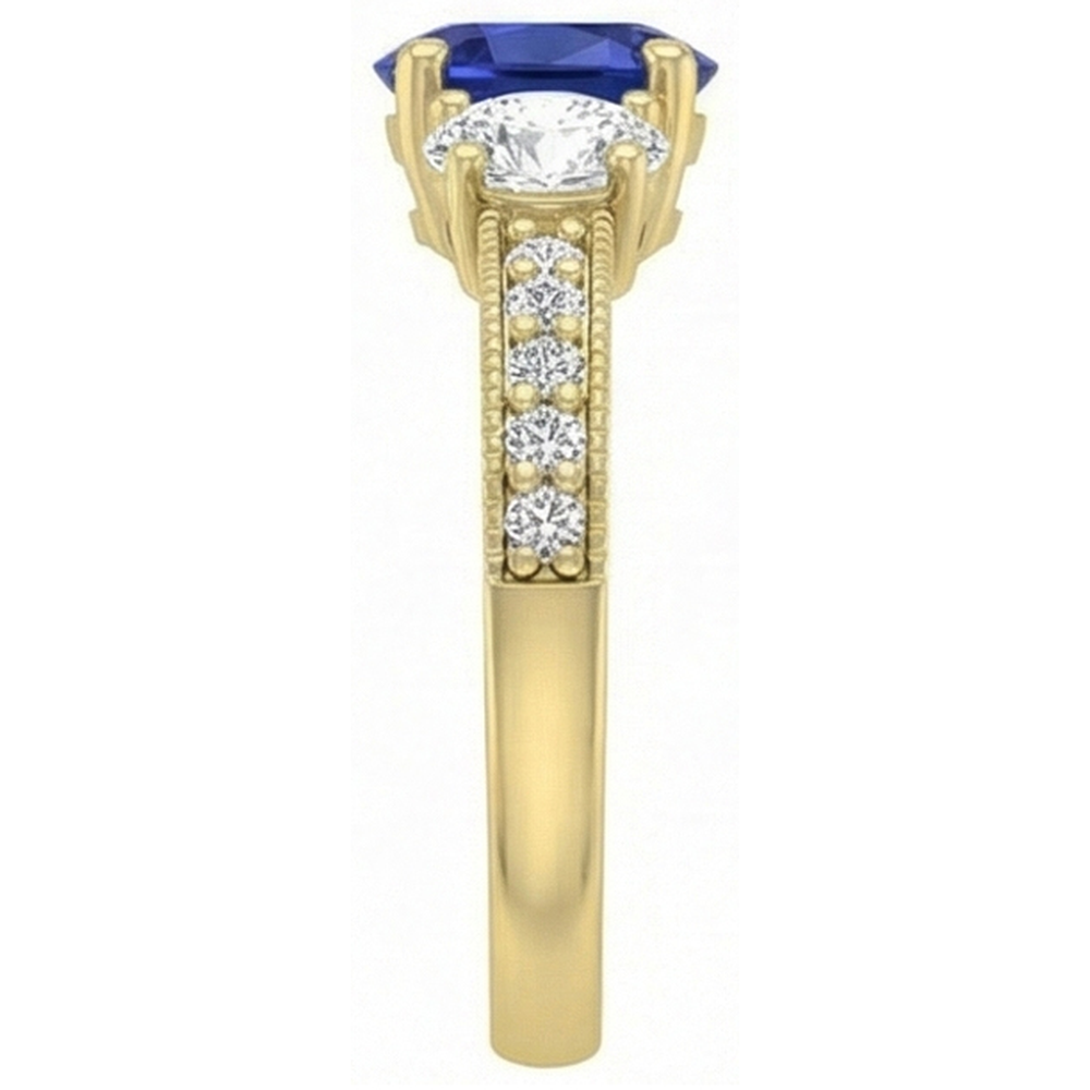 natural round sapphire 3ct ring profile view