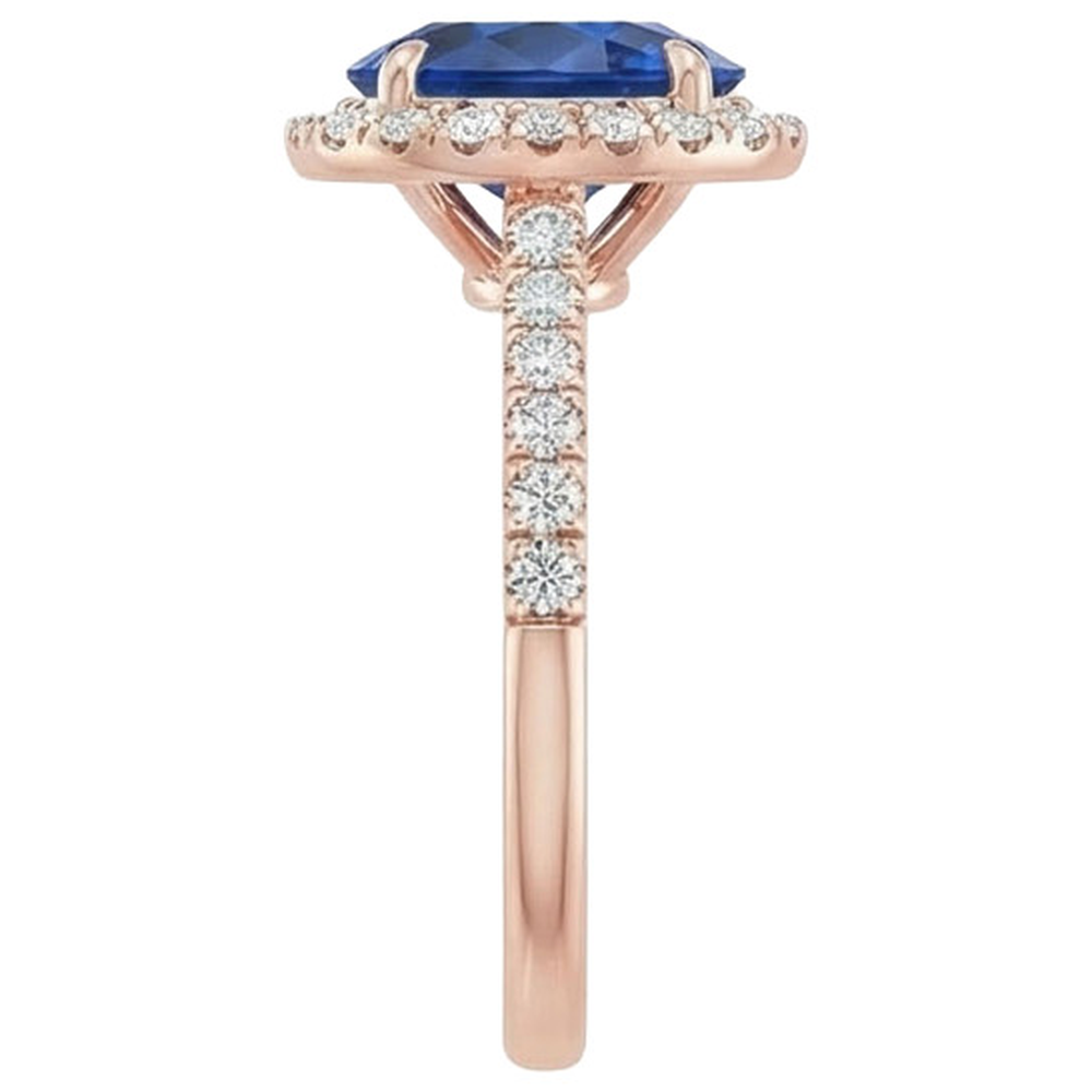 natural round sapphire 8ct ring profile view