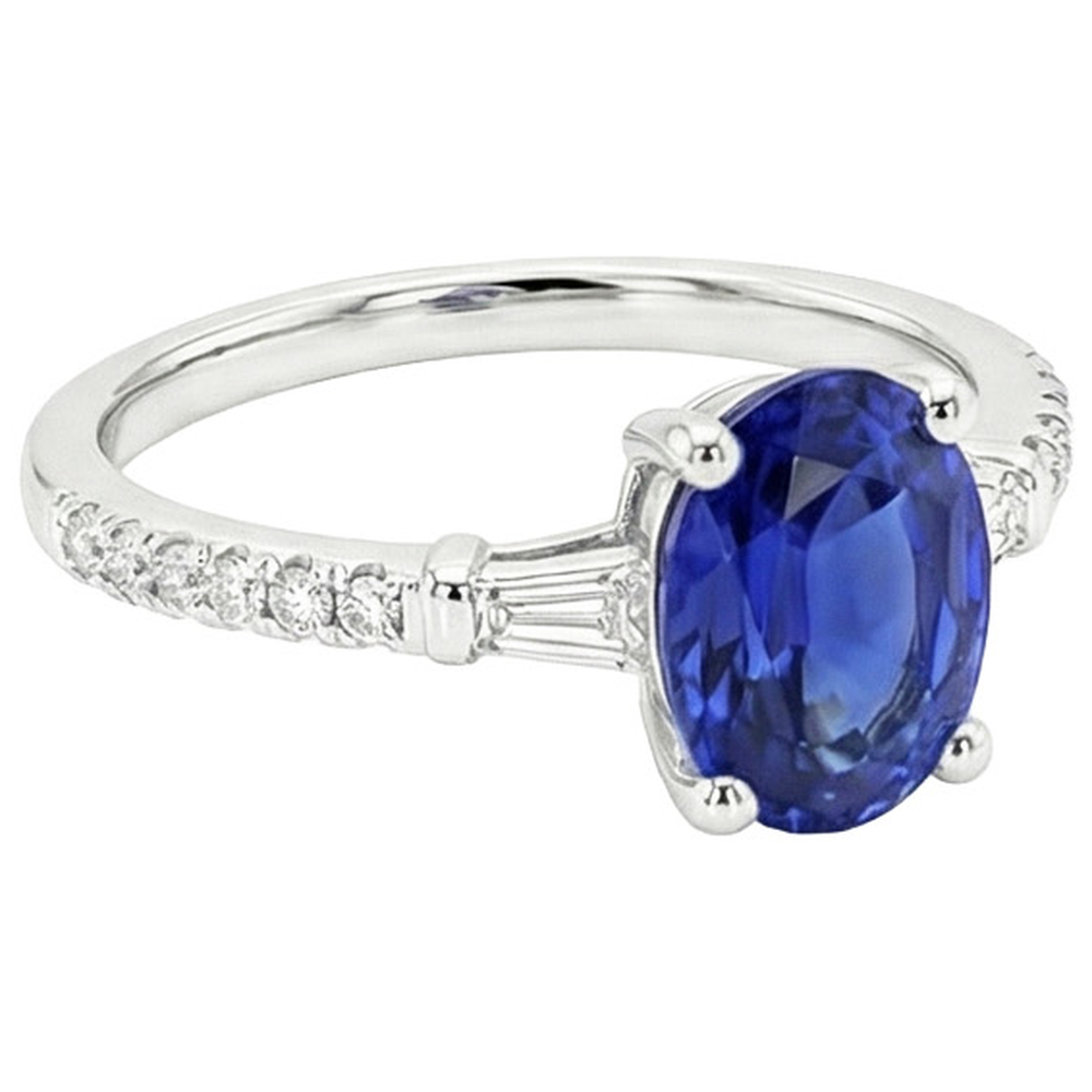 natural round sapphire 3ct ring top view