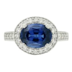 Natural Sapphire Ring 3ct - White Gold 14K