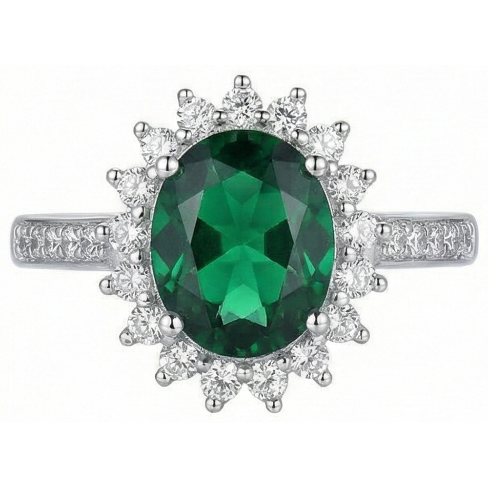 natural round emerald 5.75ct ring side angle