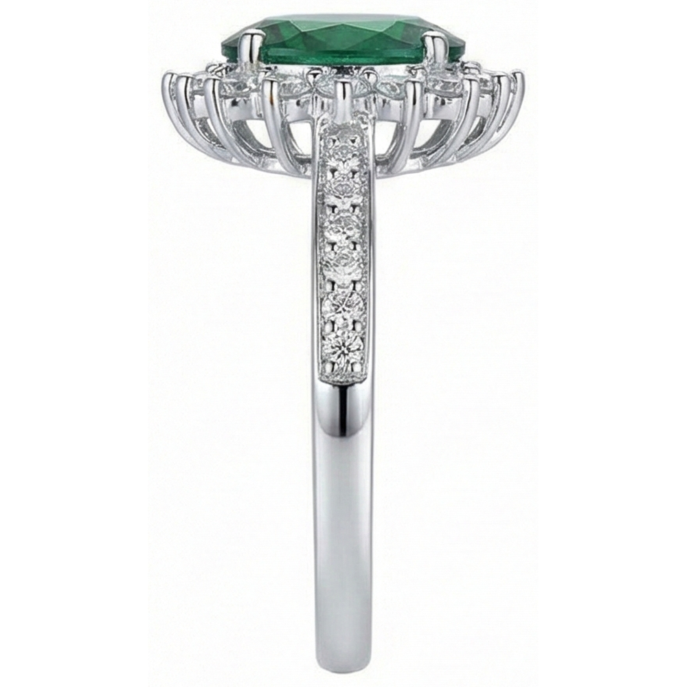natural round emerald 5.75ct ring profile view