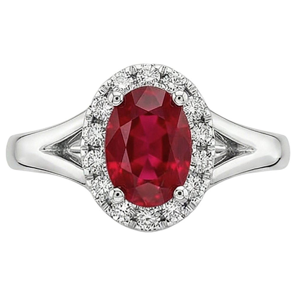 natural round ruby 1.20ct ring front view