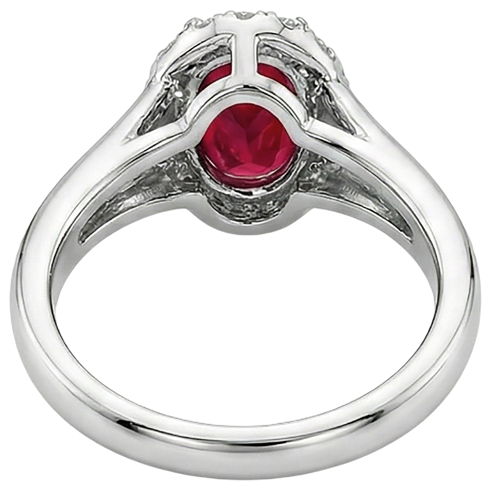 natural round ruby 1.20ct ring on white background