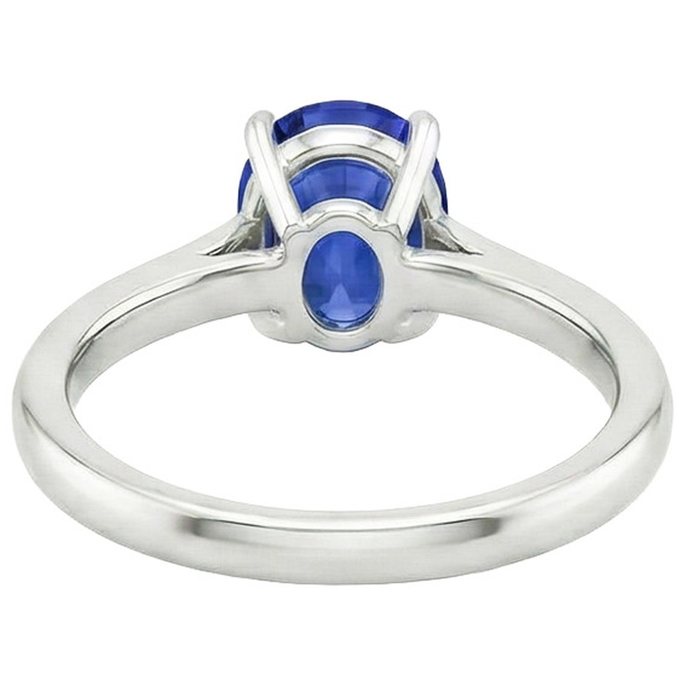 natural oval sapphire 3ct ring top view